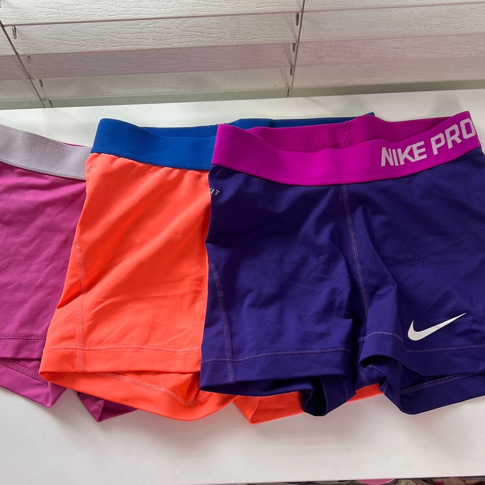 Nike Pros Shorts Bundle - Purple, Orange, Pink